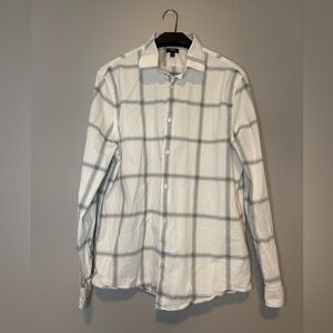 Express White and Gray Plaid Men's Button Up Shirt size xl